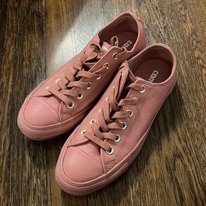 Pink leather converse